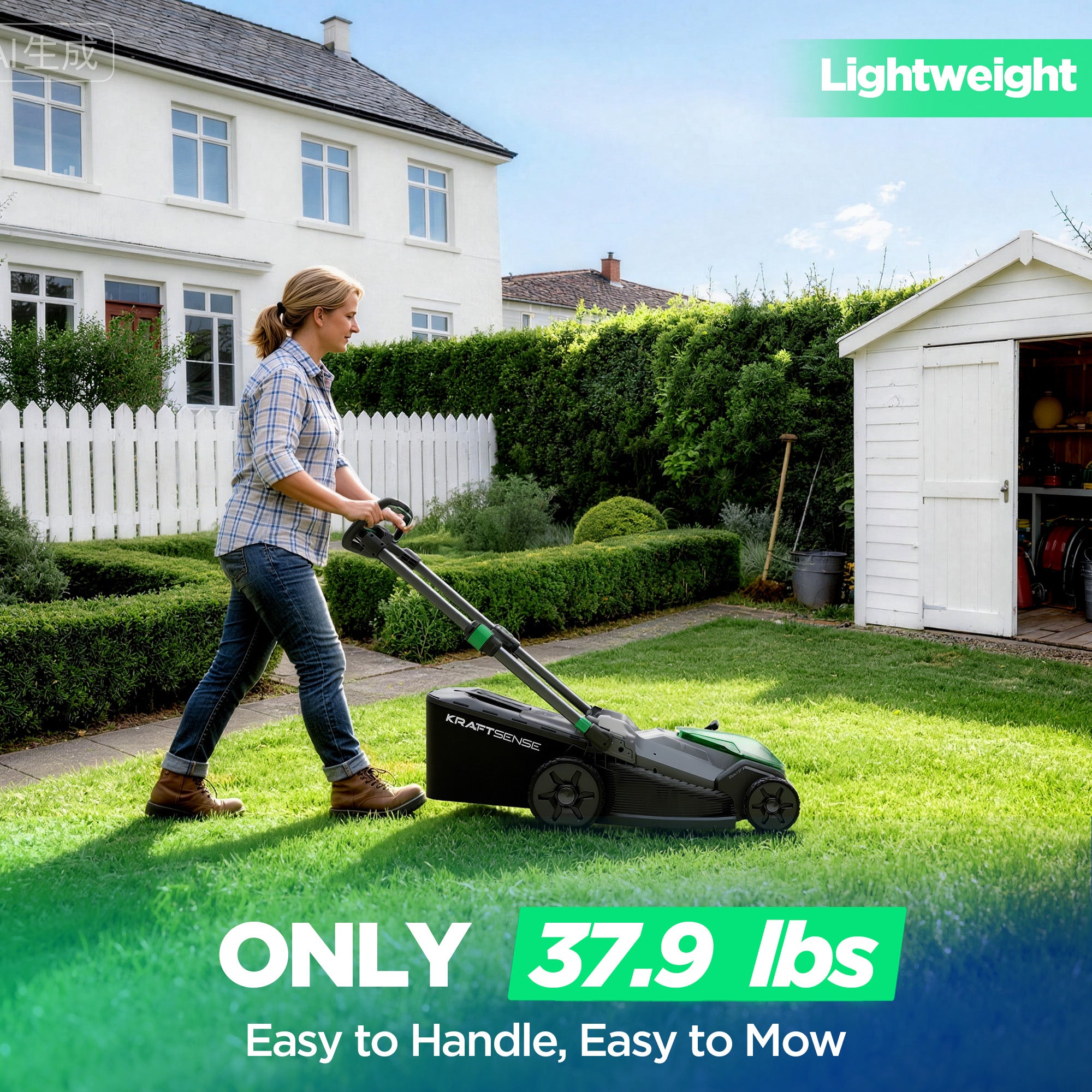 Kraftsense U20X  Slim 40V Brushless Cordless Lawn Mower 21" with 2×8.0Ah Batteries
