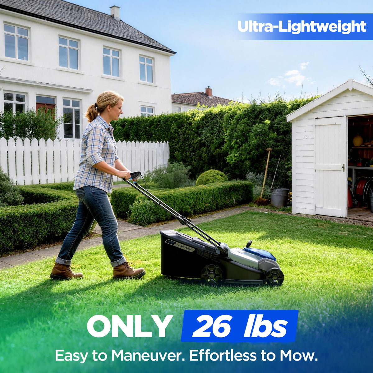 KraftSense U40X Brushless 18-Inch Self-Propelled Lawn Mower, Dual-Battery Kit with 2 x 4.0Ah Batteries and Charger