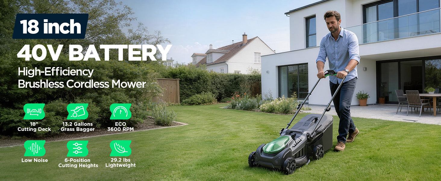 Kraftsense U20X Slim 40V Brushless Self-Propelled Cordless Lawn Mower 18