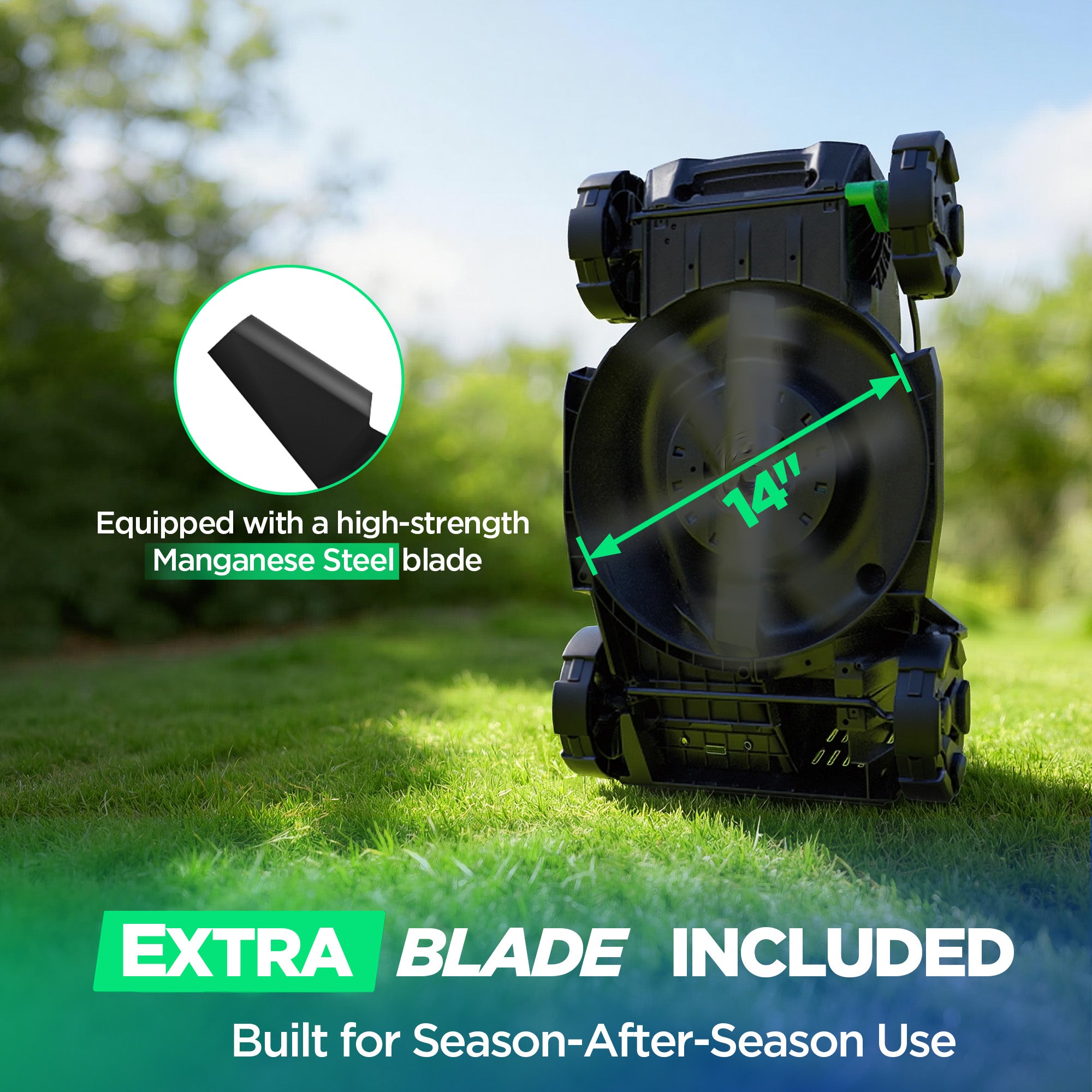 Kraftsense U20X Slim 20V Brushless Cordless Lawn Mower 14" with Long-Run 8.0Ah Battery