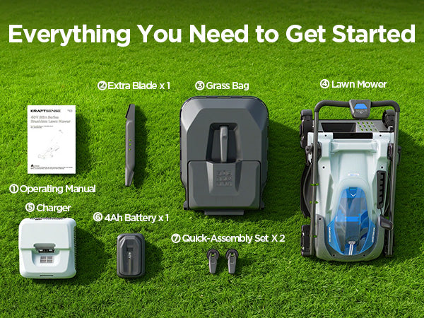 KraftSense U40X 40V Brushless Cordless 16-Inch Lawn Mower and Charger