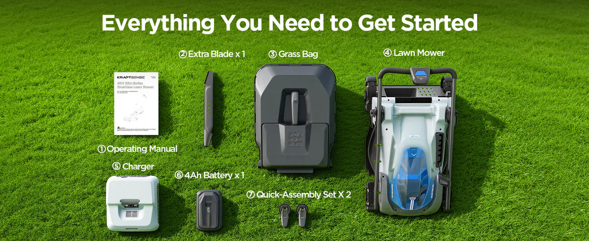 KraftSense U40X 40V Brushless Cordless 16-Inch Lawn Mower and Charger