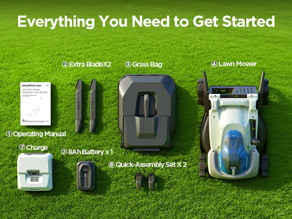 KraftSense U40X 40V Brushless Cordless Lawn Mower 18" with 4.0Ah Battery and Charger
