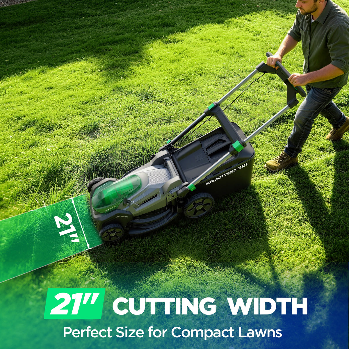 Kraftsense U20X Slim 40V Brushless Self-Propelled Cordless Lawn Mower 21" with 2×8.0Ah Batteries