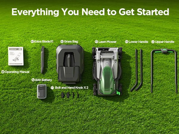 Kraftsense U20X Slim 20V Brushless Cordless Lawn Mower 14" with Long-Run 8.0Ah Battery
