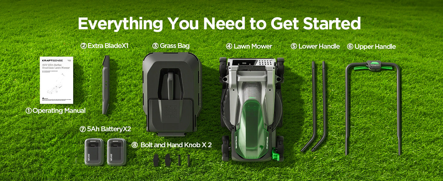 Kraftsense U20X Slim 40V Brushless Cordless Lawn Mower 14