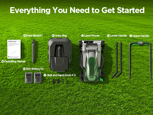 Kraftsense U20X Slim 40V Brushless Cordless Lawn Mower 14" with 2 x 5.0Ah Batteries
