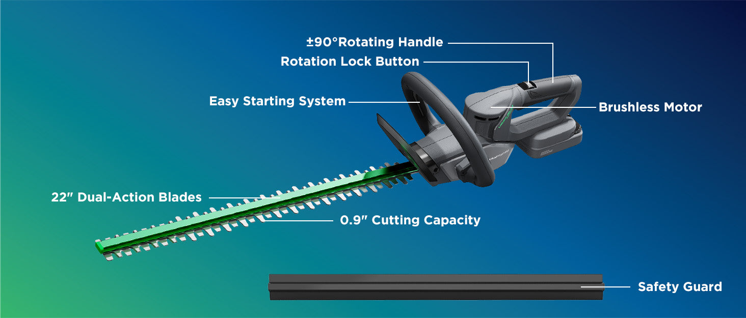 【COMING SOON】Kraftsense U20X Slim 20V Cordless Brushless Hedge Trimmer with 2.0Ah Battery