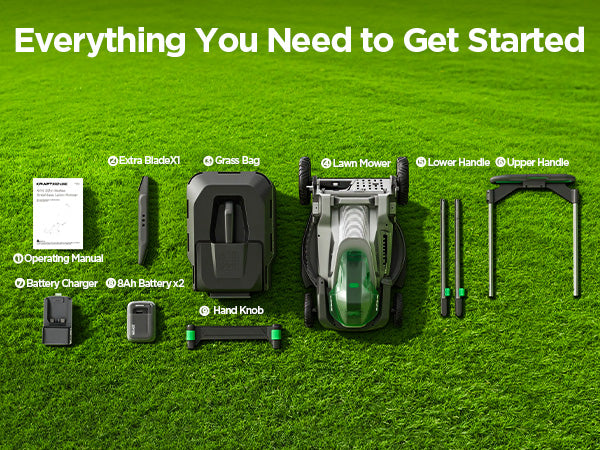 Kraftsense U20X Slim 40V Brushless Self-Propelled Cordless Lawn Mower 21" with 2×8.0Ah Batteries