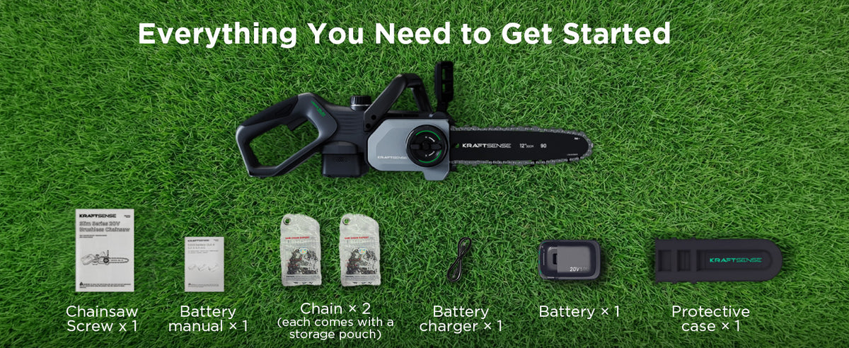 Kraftsense U20X Slim 20V Brushless Chainsaw | with 2.0Ah Battery Options