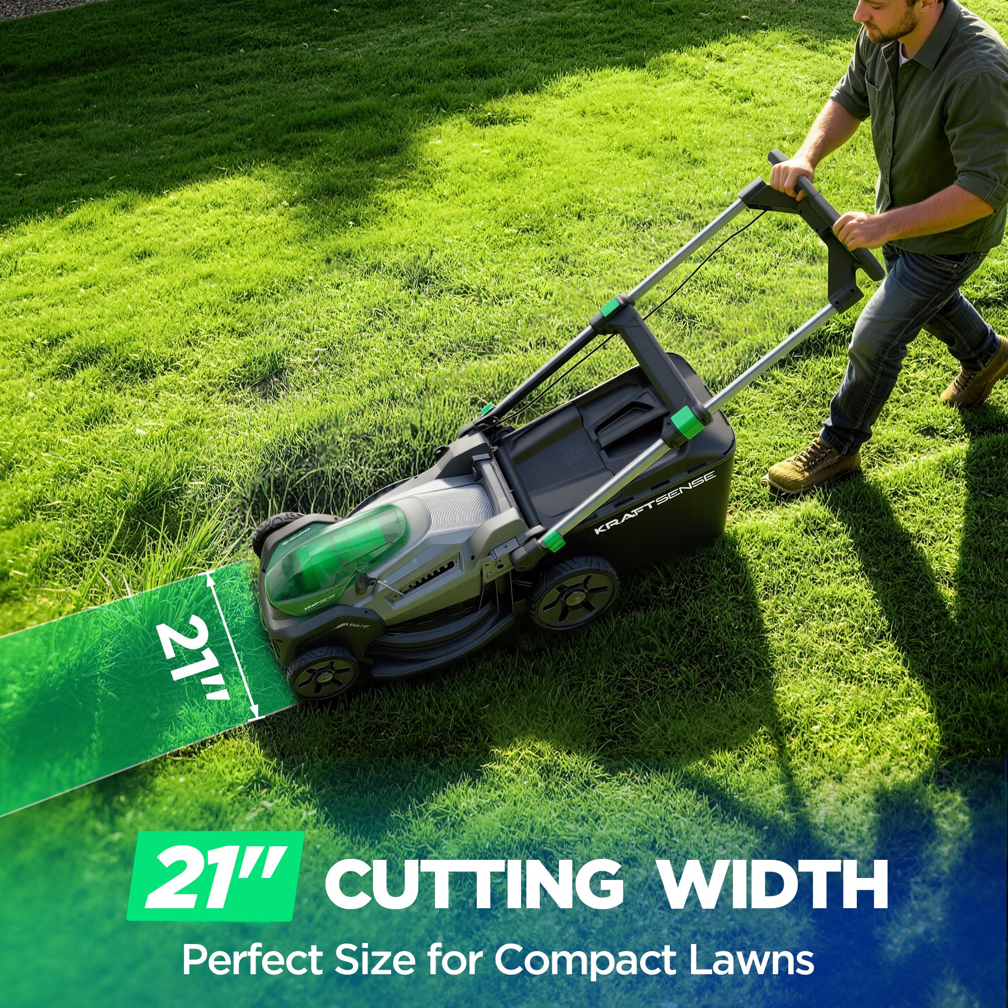 Kraftsense U20X  Slim 40V Brushless Cordless Lawn Mower 21" with 2×8.0Ah Batteries