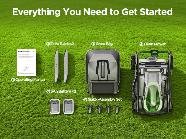 Kraftsense U20X Slim 40V Brushless Self-Propelled Cordless Lawn Mower 18" with 2×5.0Ah Batteries