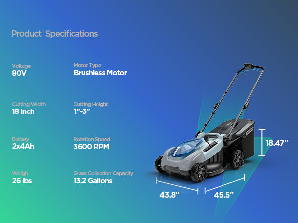 KraftSense U40X Brushless 18-Inch Self-Propelled Lawn Mower, Dual-Battery Kit with 2 x 4.0Ah Batteries and Charger