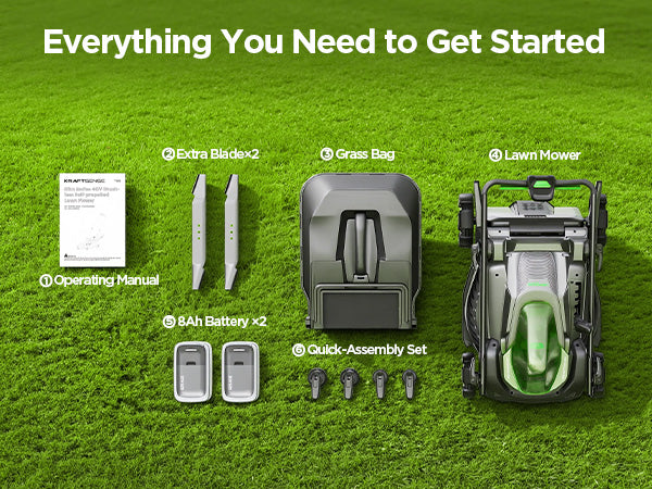 Kraftsense U20X Slim 40V Brushless Cordless Lawn Mower 18" – Long-Run 2×8.0Ah Batteries