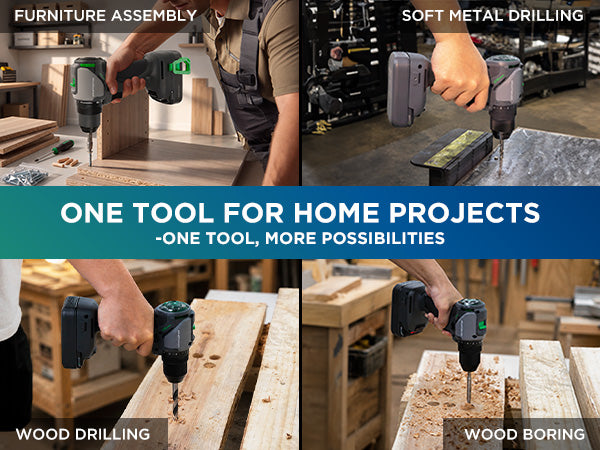 Kraftsense U20X Slim 20V Cordless 1/2" Drill, 50 N·m Torque, Brushless Motor, 2.0Ah Battery.
