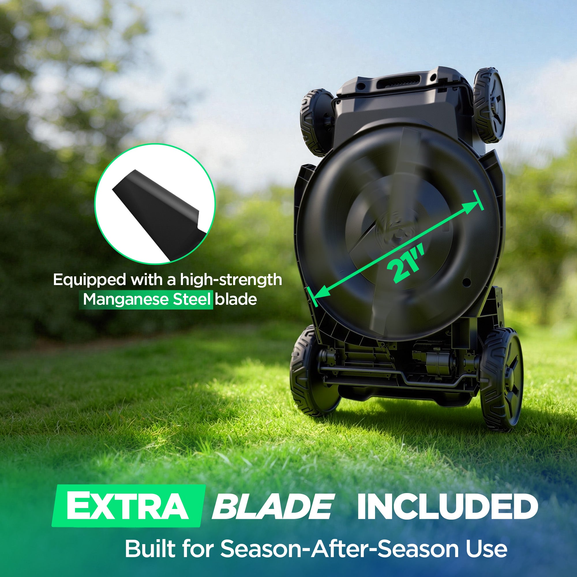 Kraftsense U20X  Slim 40V Brushless Cordless Lawn Mower 21" with 2×8.0Ah Batteries
