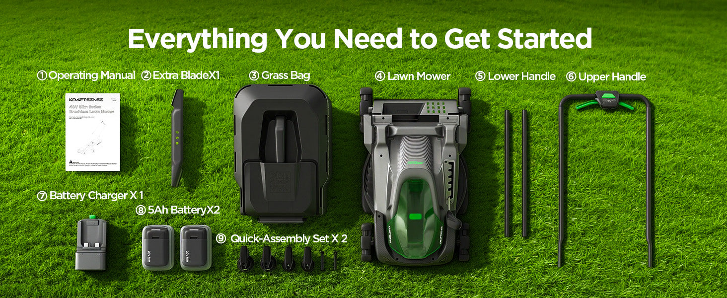 Kraftsense U20X Slim 40V Brushless Cordless Lawn Mower 16