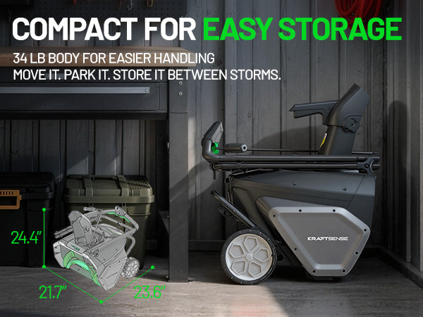 KraftSense 20-Inch Single-Stage Snow Blower, Dual-Battery Kit with 2 x 8.0Ah Batteries and Charger