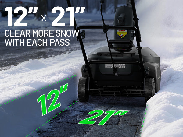 KraftSense 20-Inch Single-Stage Snow Blower, Dual-Battery Kit with 2 x 8.0Ah Batteries and Charger