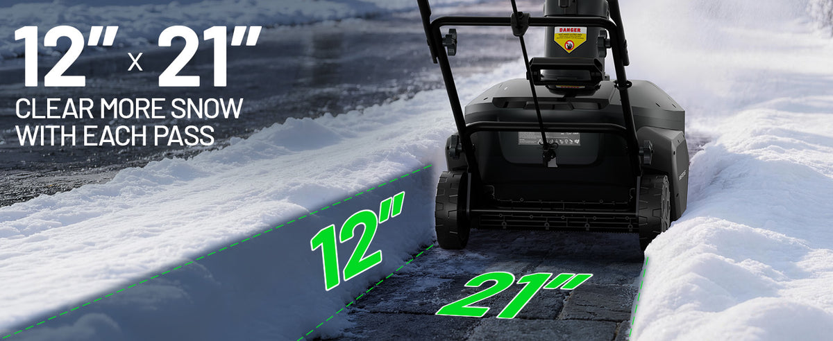 KraftSense 20-Inch Single-Stage Snow Blower, Dual-Battery Kit with 2 x 8.0Ah Batteries and Charger