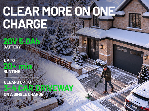 KraftSense 13" Brushless Snow Shovel Dual-Battery Kit with 2 x 5.0Ah Batteries and Charger