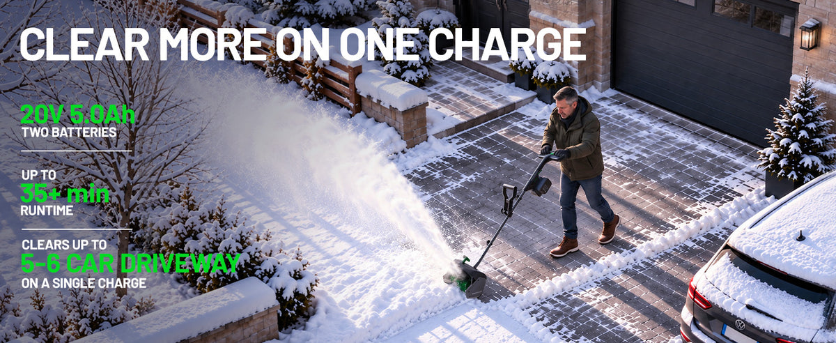 KraftSense 13" Brushless Snow Shovel Dual-Battery Kit with 2 x 5.0Ah Batteries and Charger