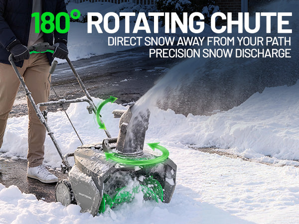 KraftSense 20-Inch Single-Stage Snow Blower, Dual-Battery Kit with 2 x 8.0Ah Batteries and Charger
