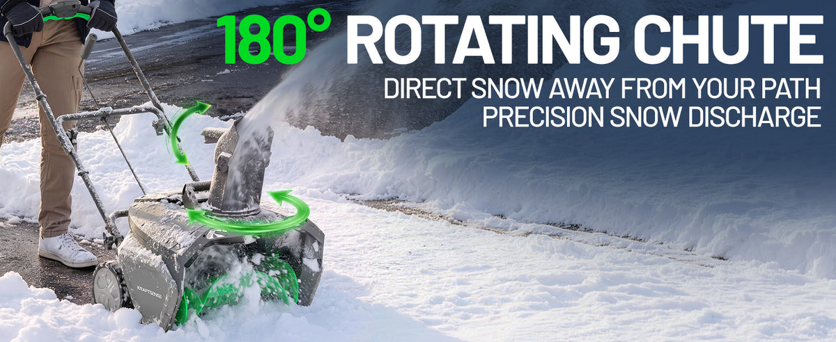 KraftSense 20-Inch Single-Stage Snow Blower, Dual-Battery Kit with 2 x 8.0Ah Batteries and Charger