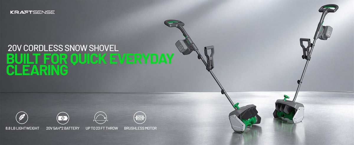 KraftSense 13" Brushless Snow Shovel Dual-Battery Kit with 2 x 5.0Ah Batteries and Charger