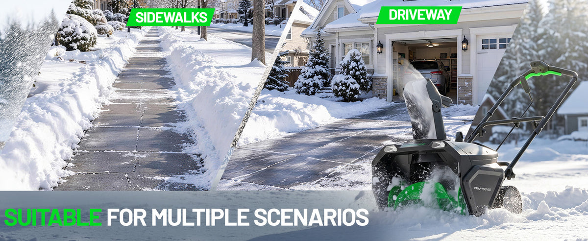 KraftSense 20-Inch Single-Stage Snow Blower, Dual-Battery Kit with 2 x 8.0Ah Batteries and Charger