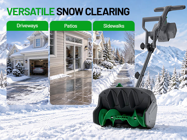 KraftSense 13" Brushless Snow Shovel Dual-Battery Kit with 2 x 5.0Ah Batteries and Charger