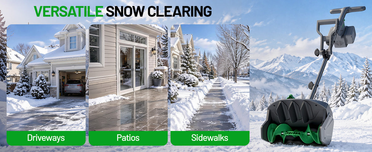 KraftSense 13" Brushless Snow Shovel Dual-Battery Kit with 2 x 5.0Ah Batteries and Charger