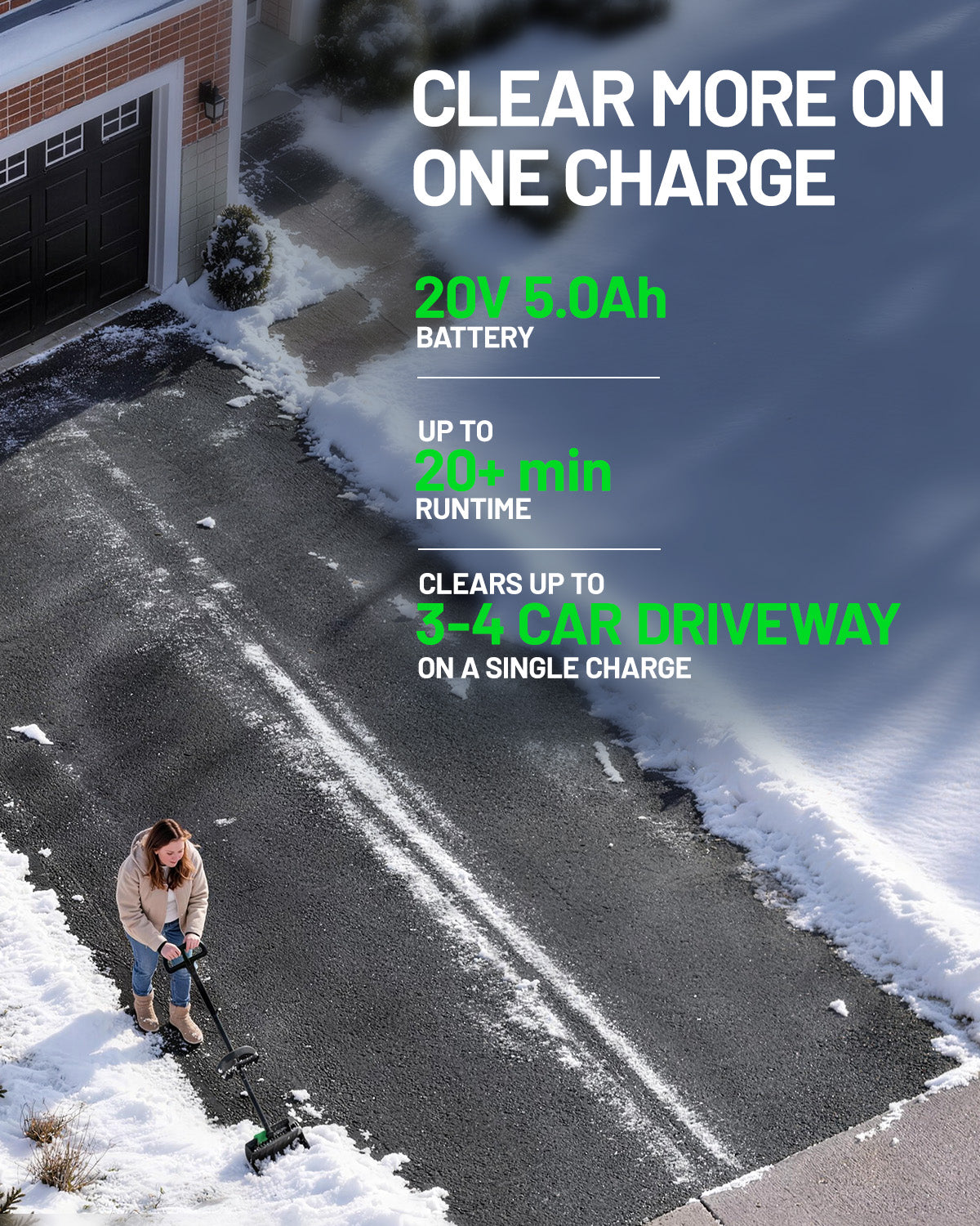 Coming soon| KraftSense 13" Cordless Snow Shovel, U20X Brushless, 5.0Ah Battery Kit