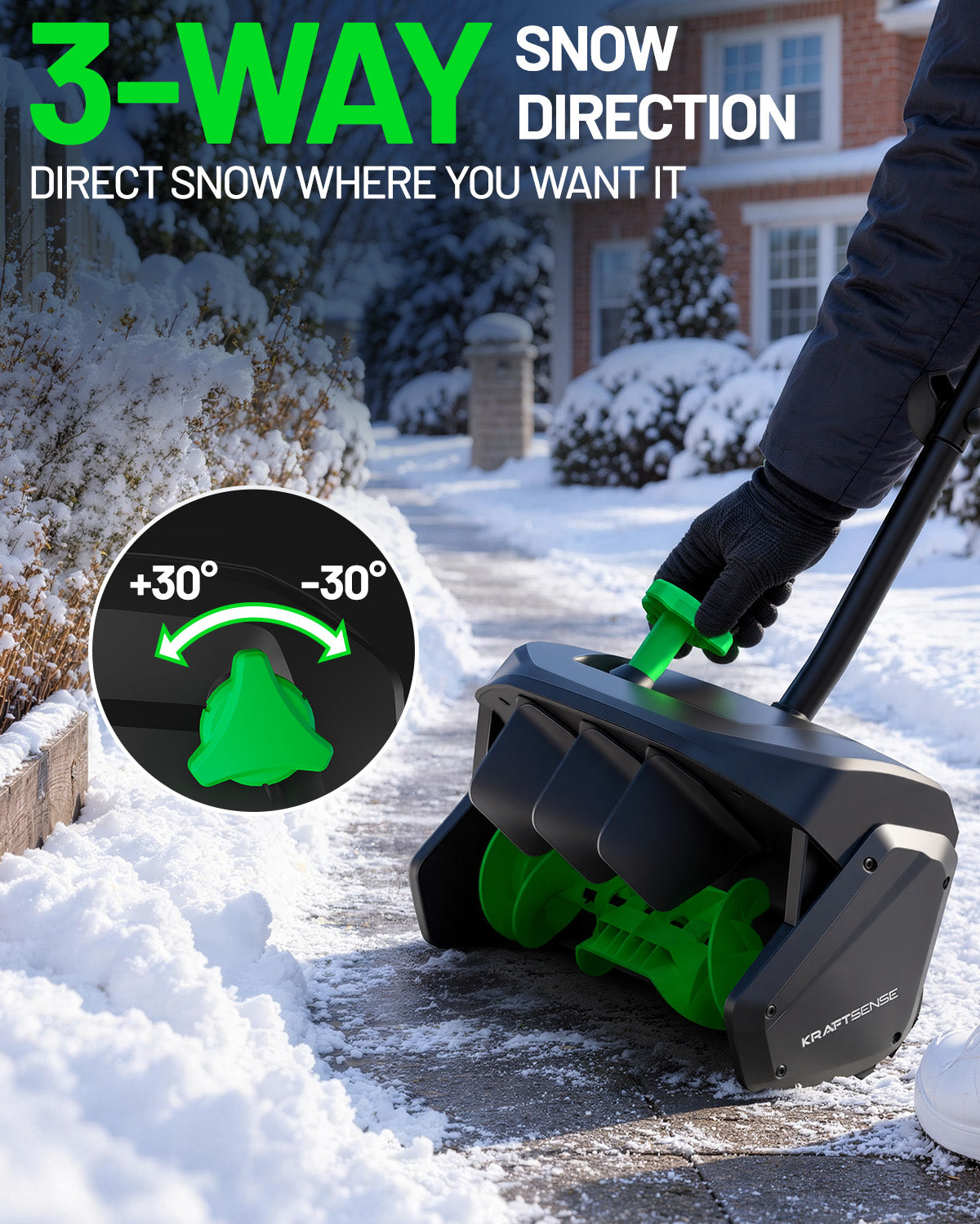 KraftSense 13" Brushless Snow Shovel Dual-Battery Kit with 2 x 5.0Ah Batteries and Charger